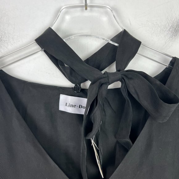 NWT Line & Dot Cupro Cold Shoulder Top Tie Neck Black Size Large L NEW - Picture 7 of 15